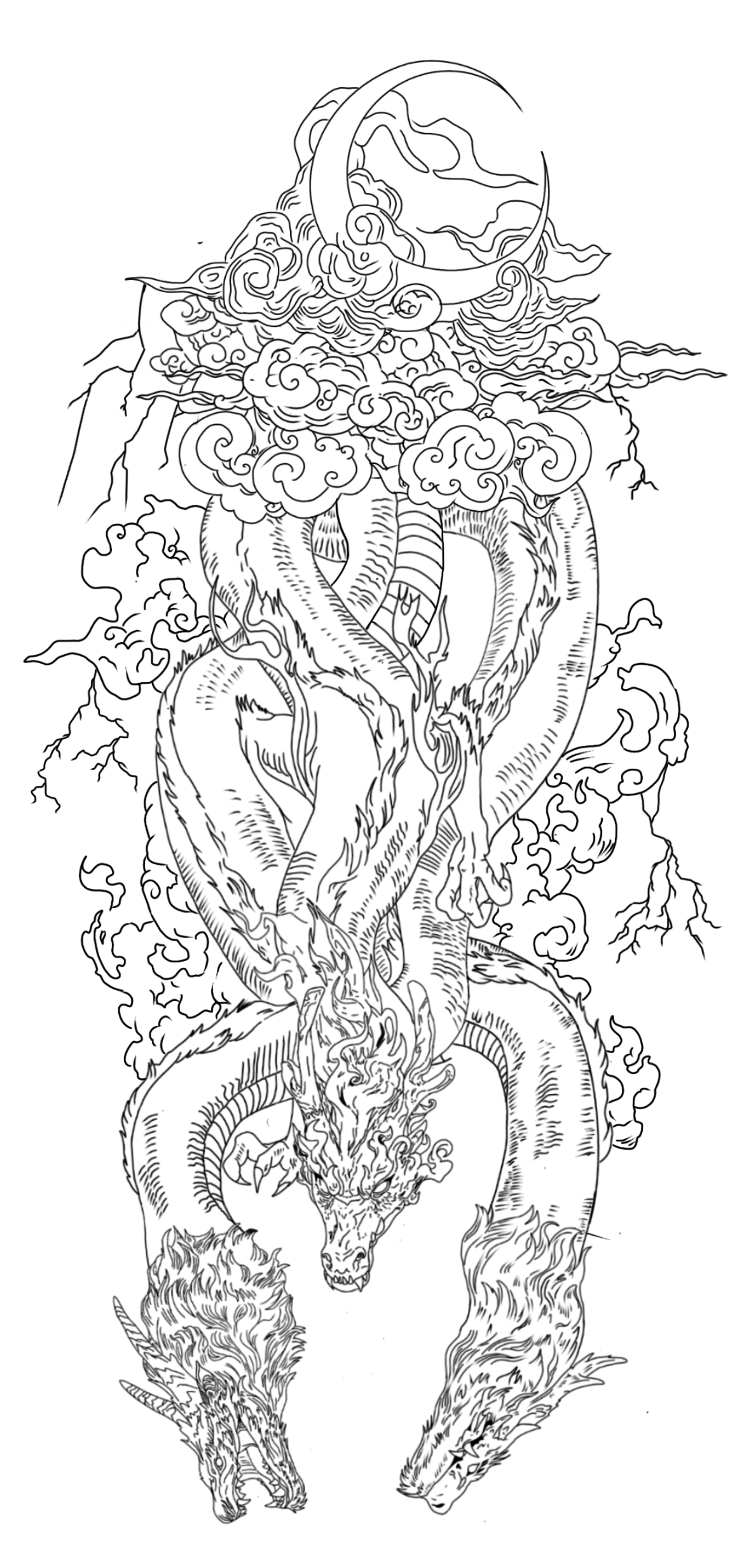 Black and grey tattoo — Dragon