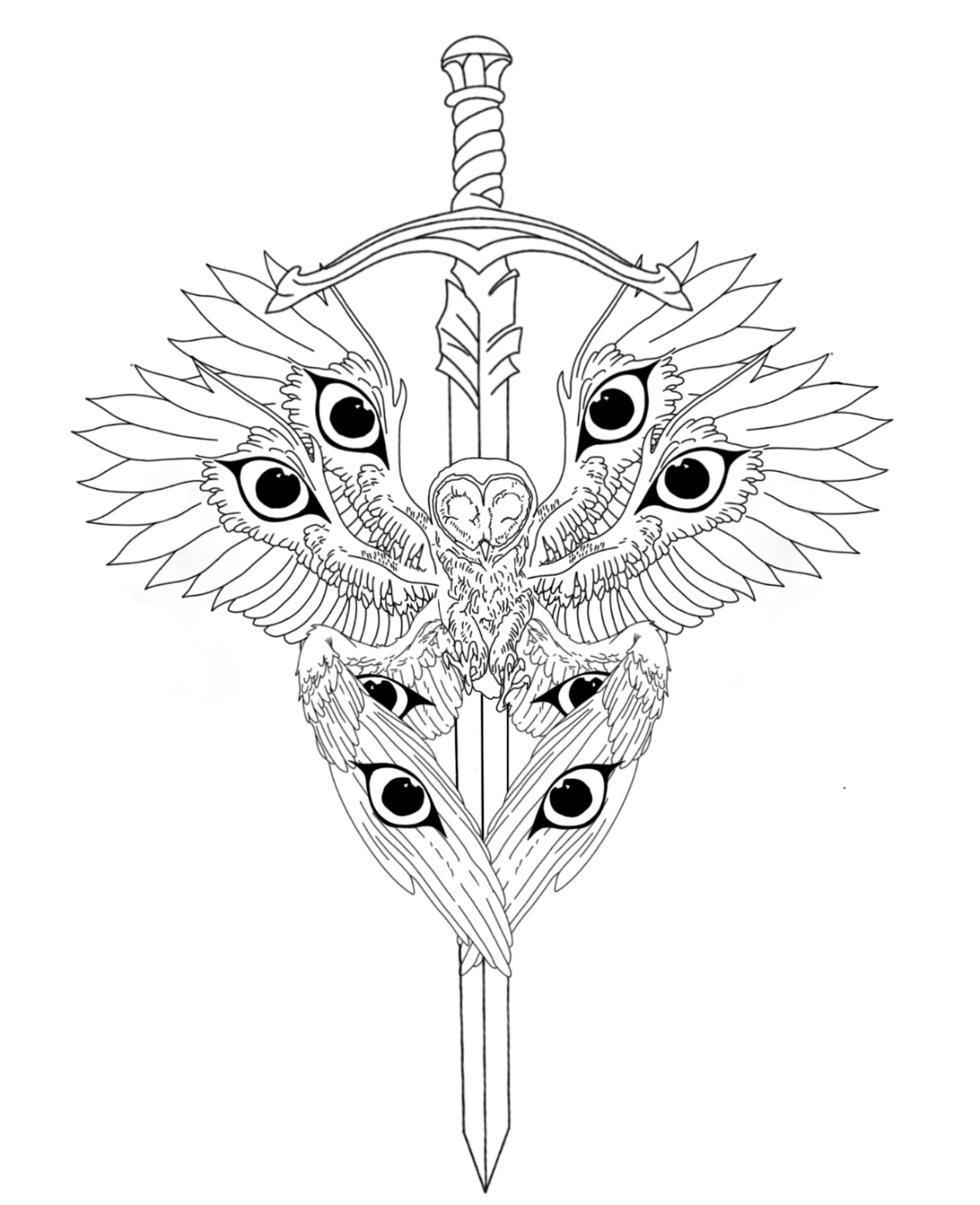 Black and grey tattoo — Owl