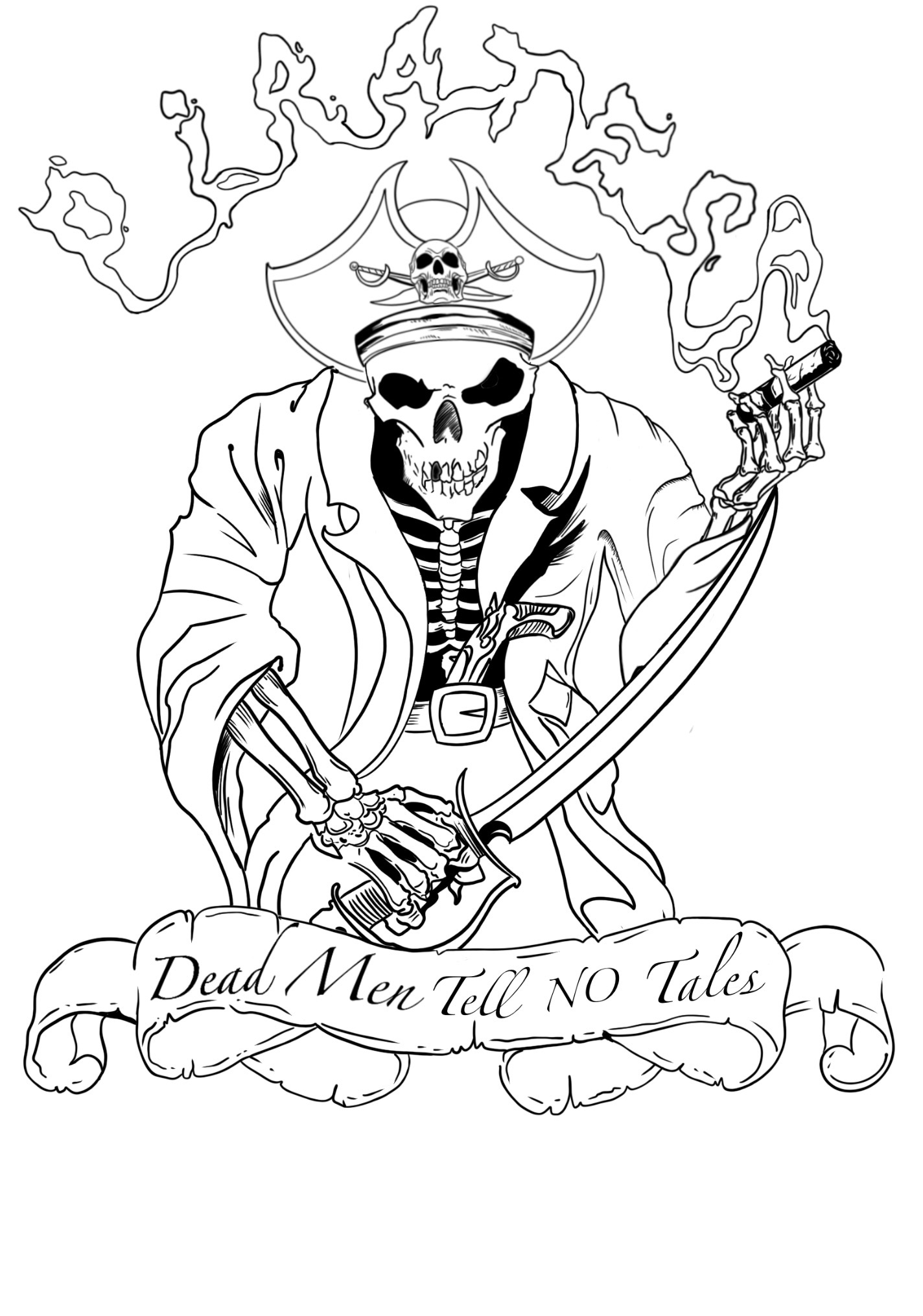 Black and grey tattoo — Pirate